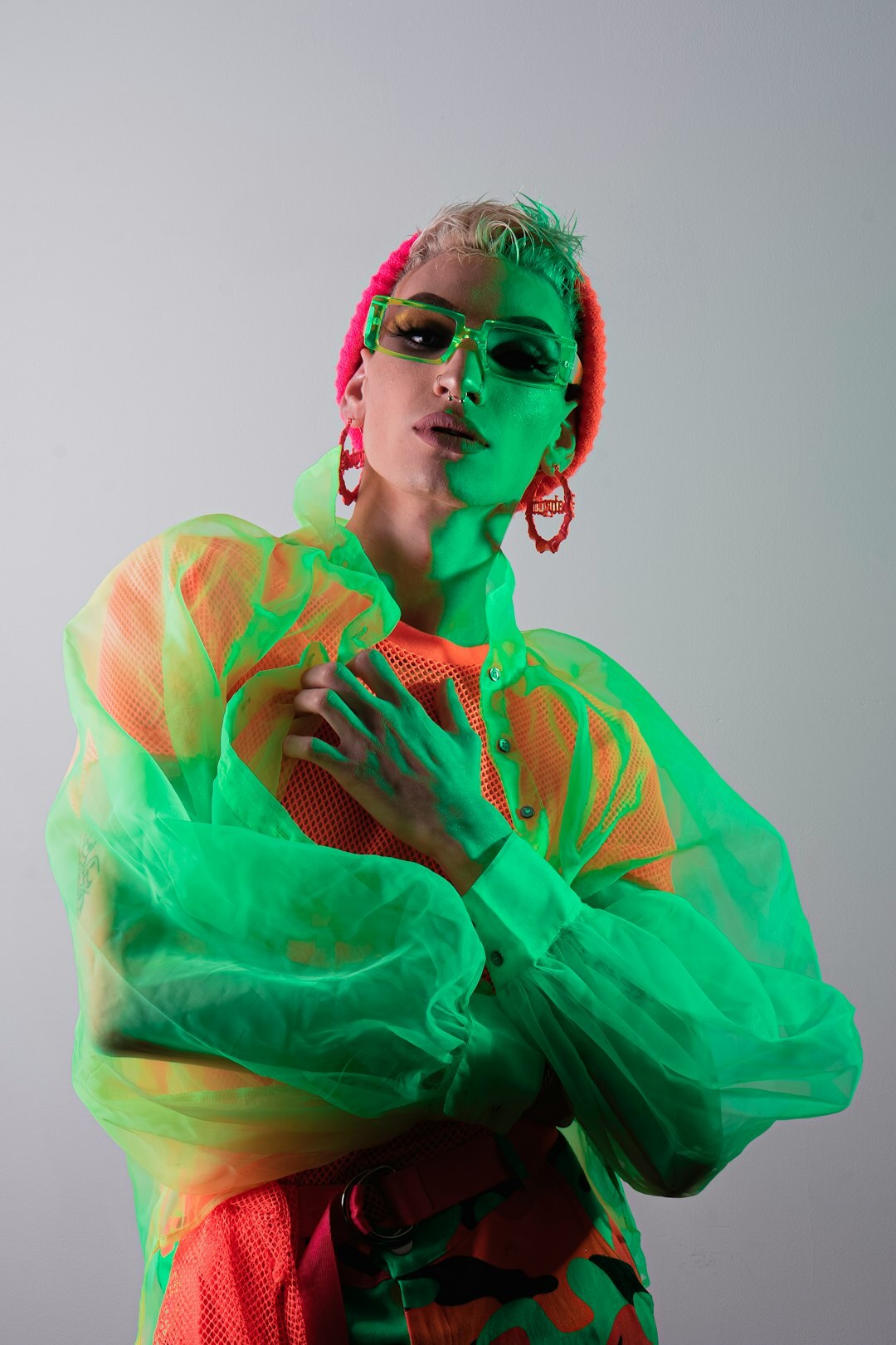 Uruguayan fashion model posing in a photo studio