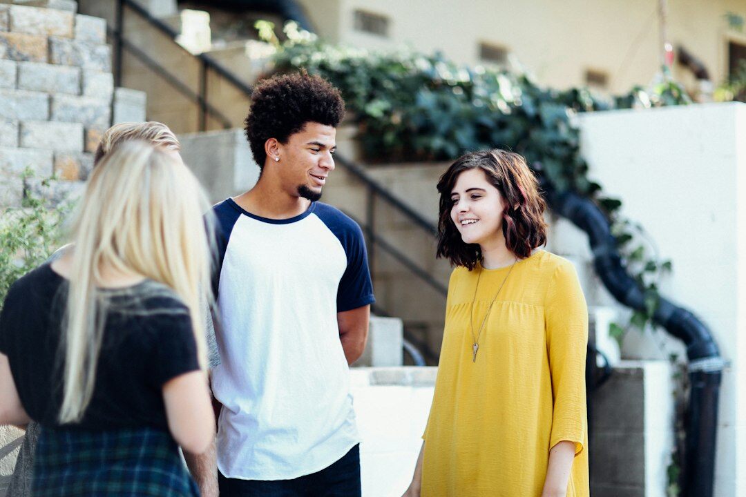 group of friends talking